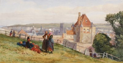 View over Dieppe from the cliffs above the Chateau, c.1865 by John Absolon